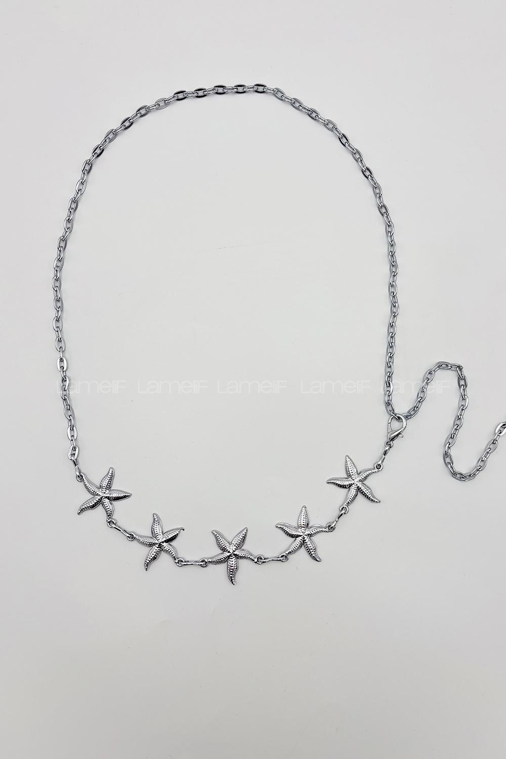 Lamelif Gümüş Yıldız Zincir Kemer