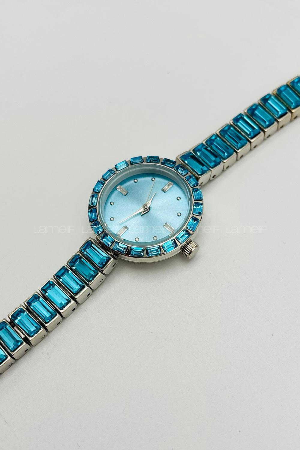Lamelif Mavi Taş Detaylı Metal Kordon Kol Saati