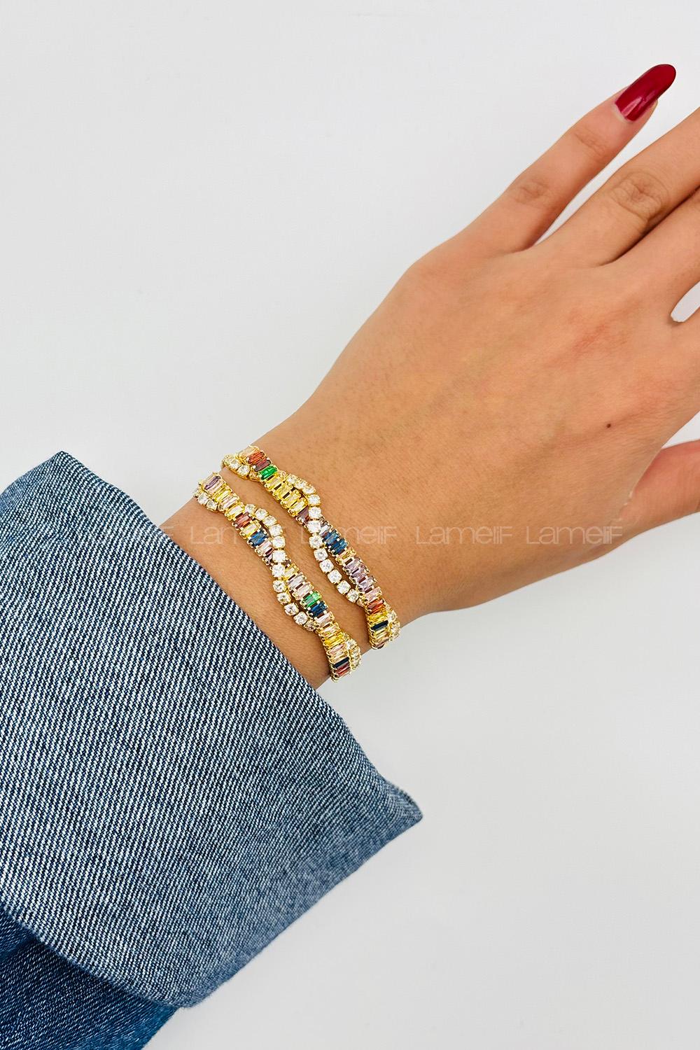 Lamelif Sarmal Baget Taşlı Asansör Bileklik