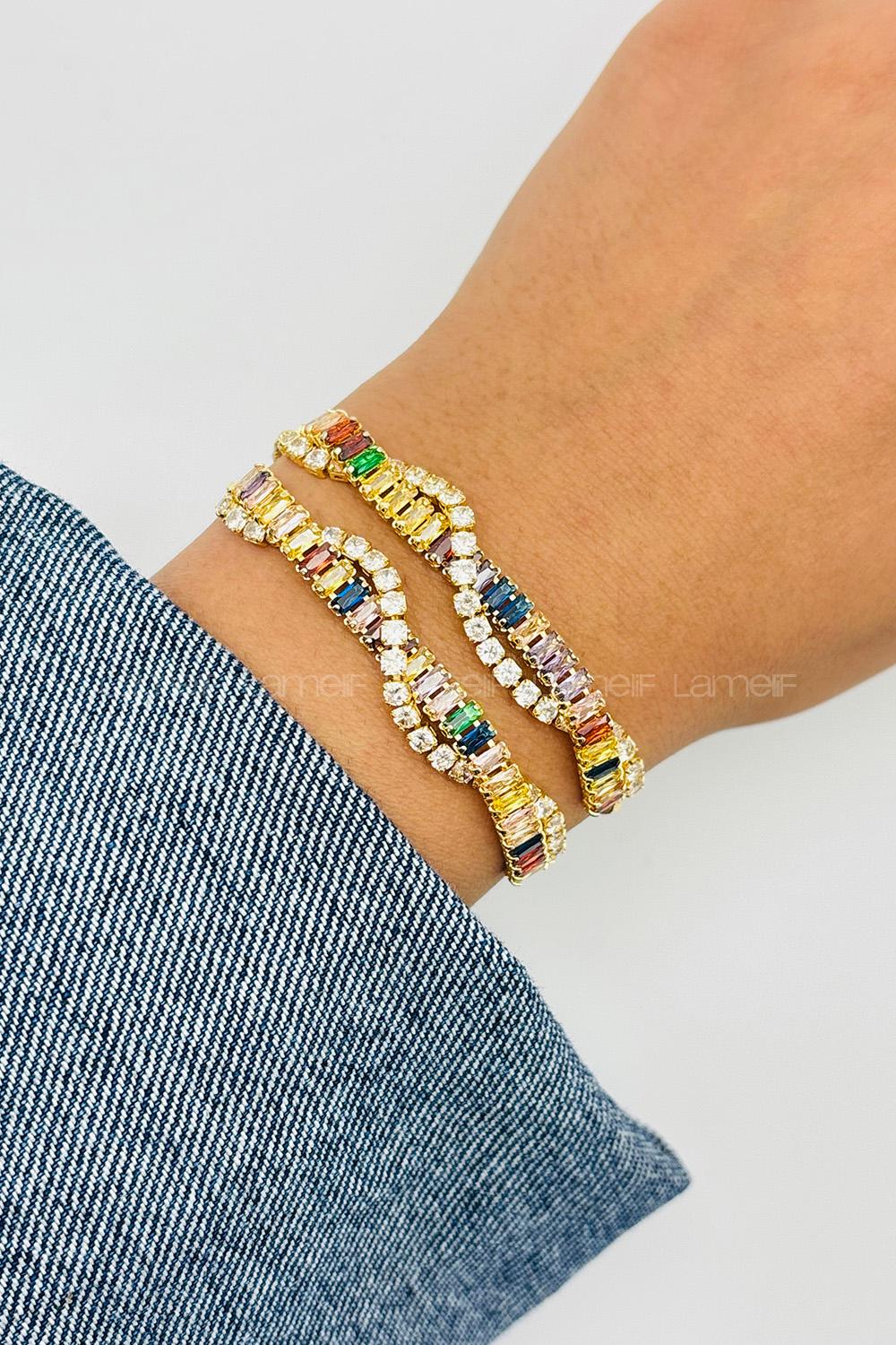 Lamelif Sarmal Baget Taşlı Asansör Bileklik