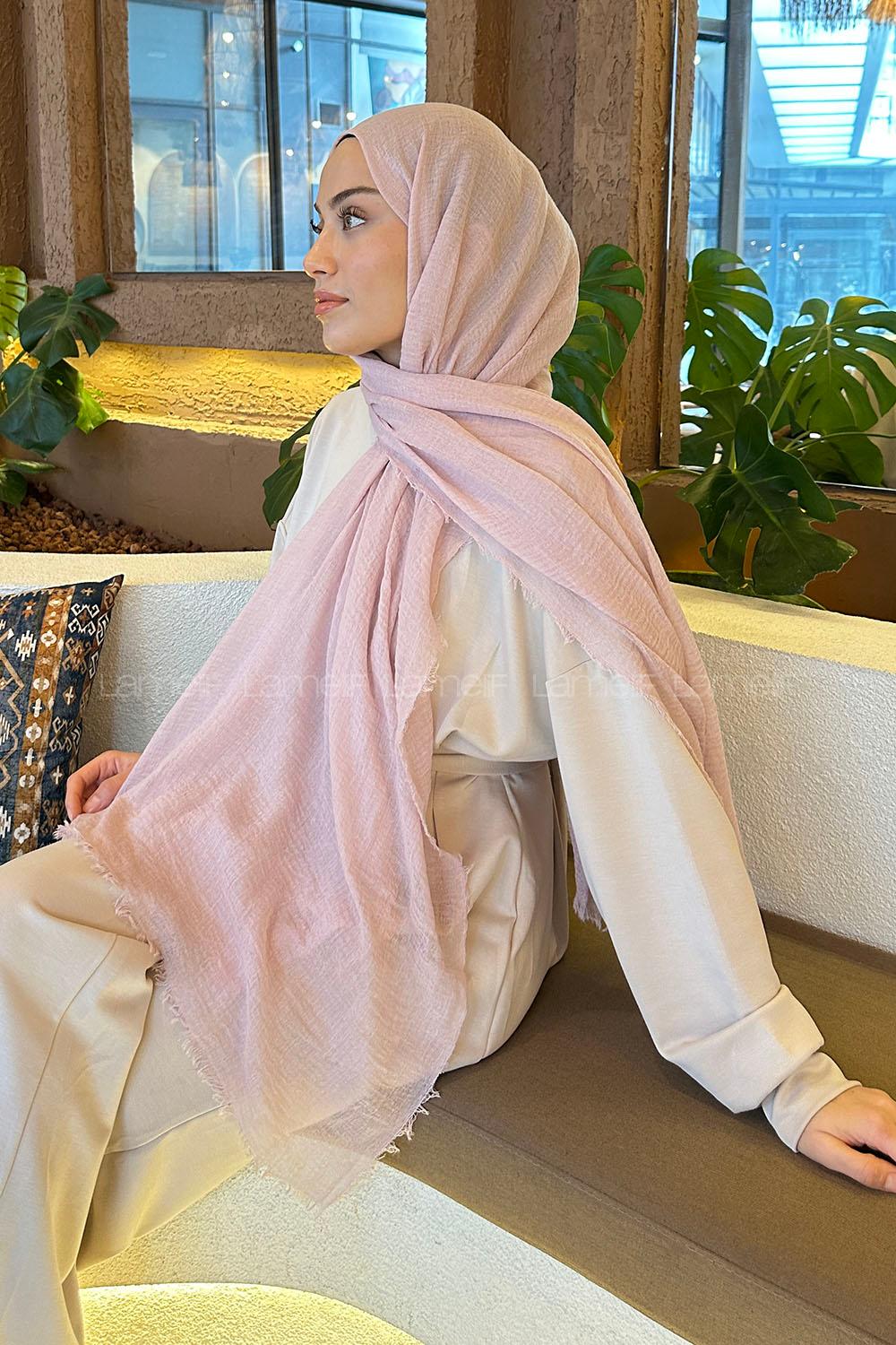 Lamelif Açık Pudra Bürümcük Şal