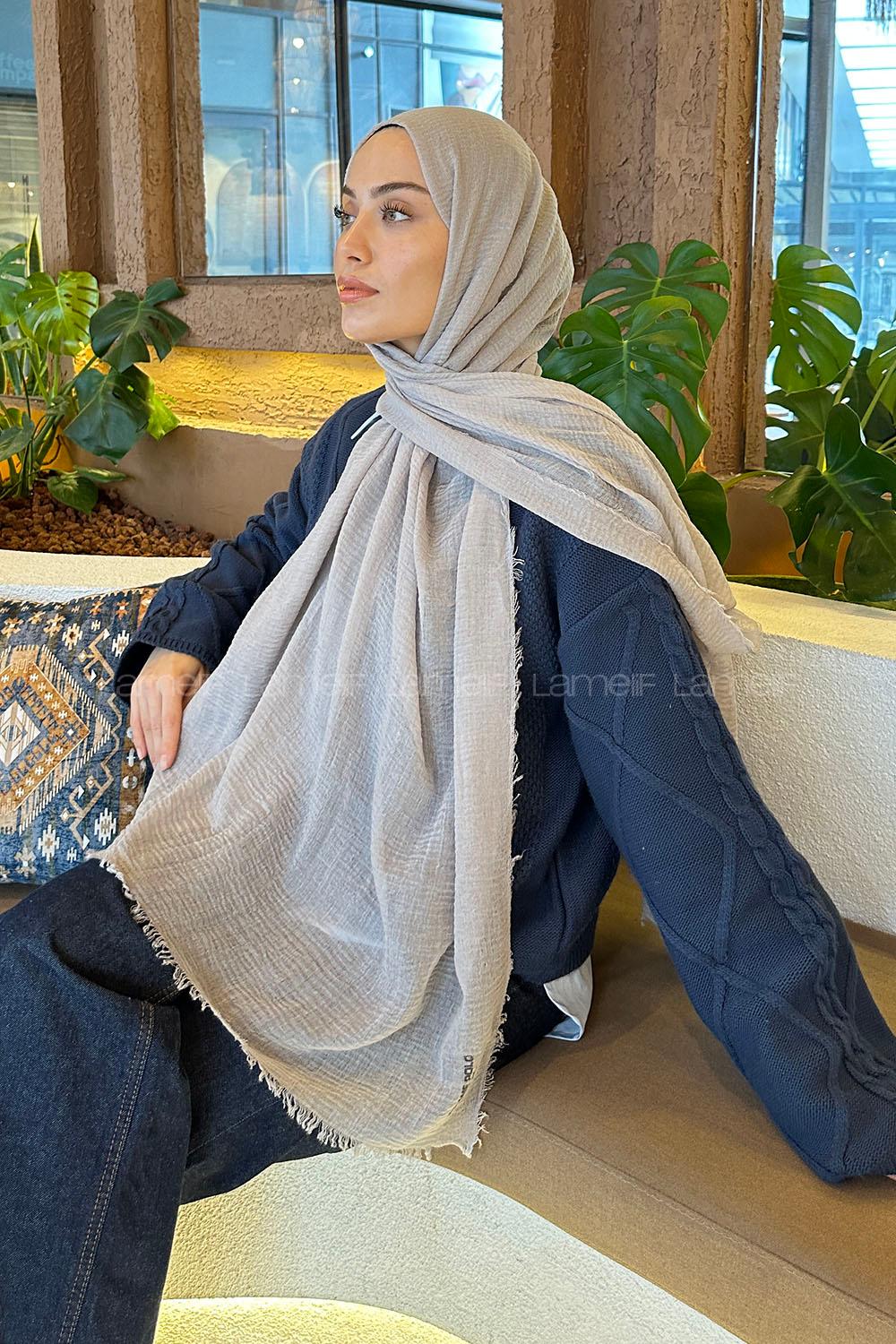 Lamelif Bürümcük Şal Açık Gri