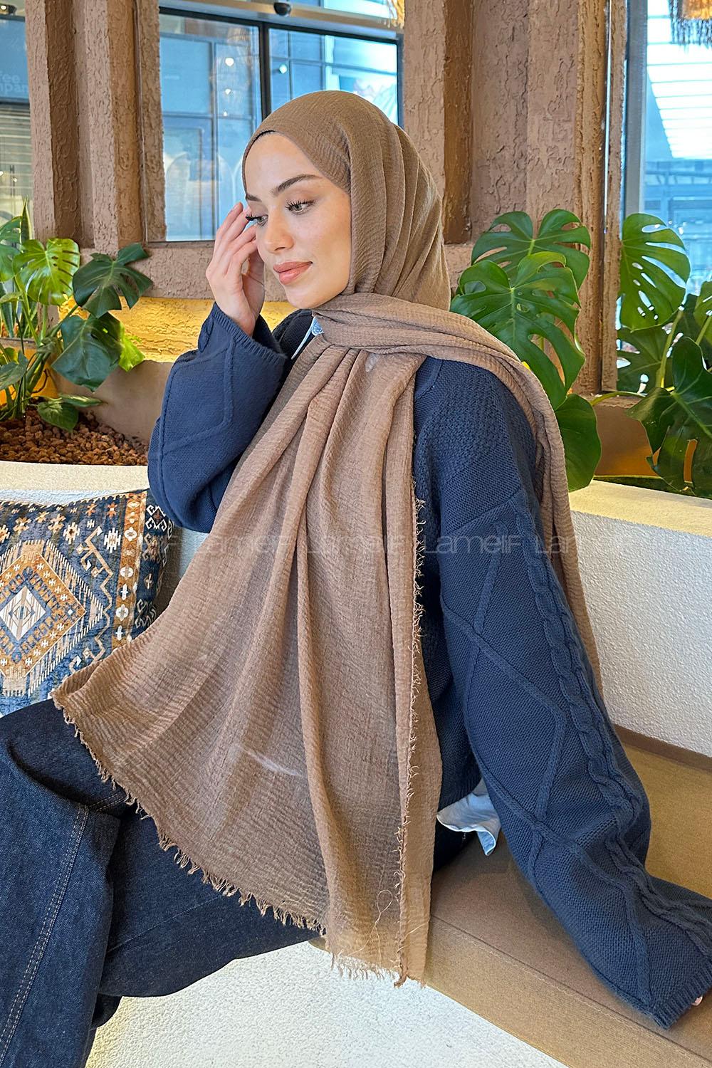 Lamelif  Bürümcük Şal Karamel