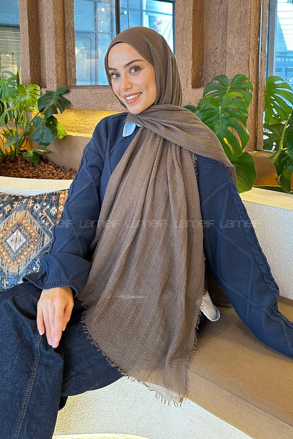 Lamelif  Bürümcük Şal Soft Kahve