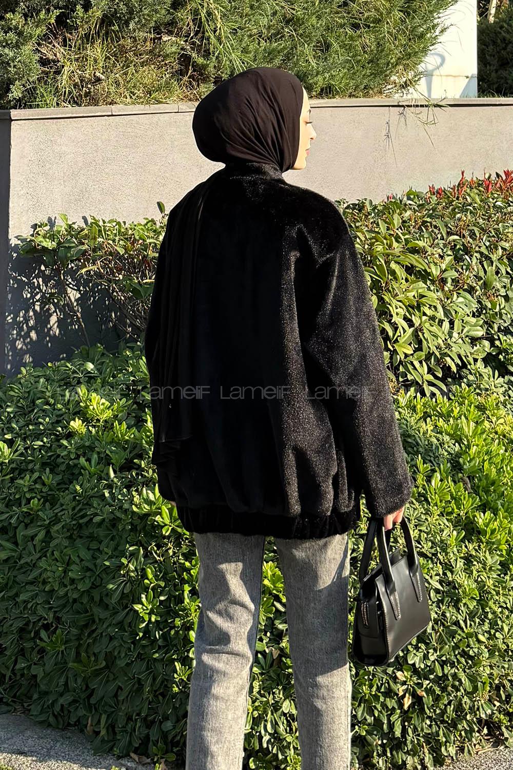 Black Normal Neck Long Arm Coat