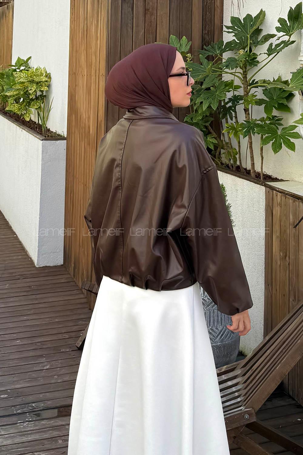 Lamelif Kemerli Deri Mont  Acı Kahve