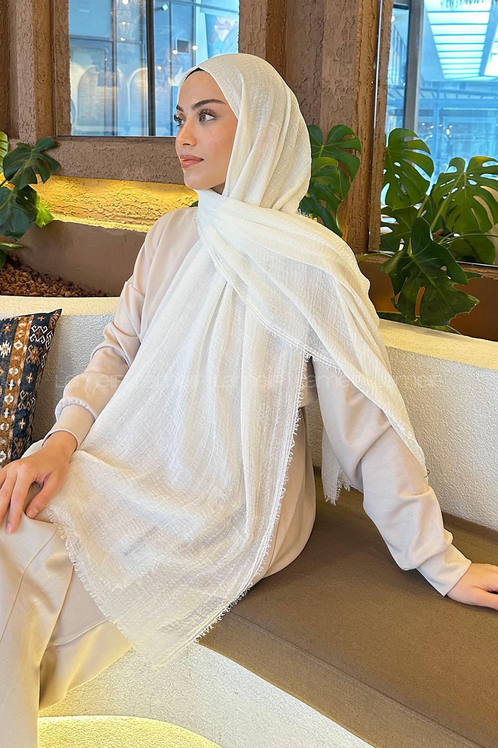 Lamelif Krem Bürümcük Şal