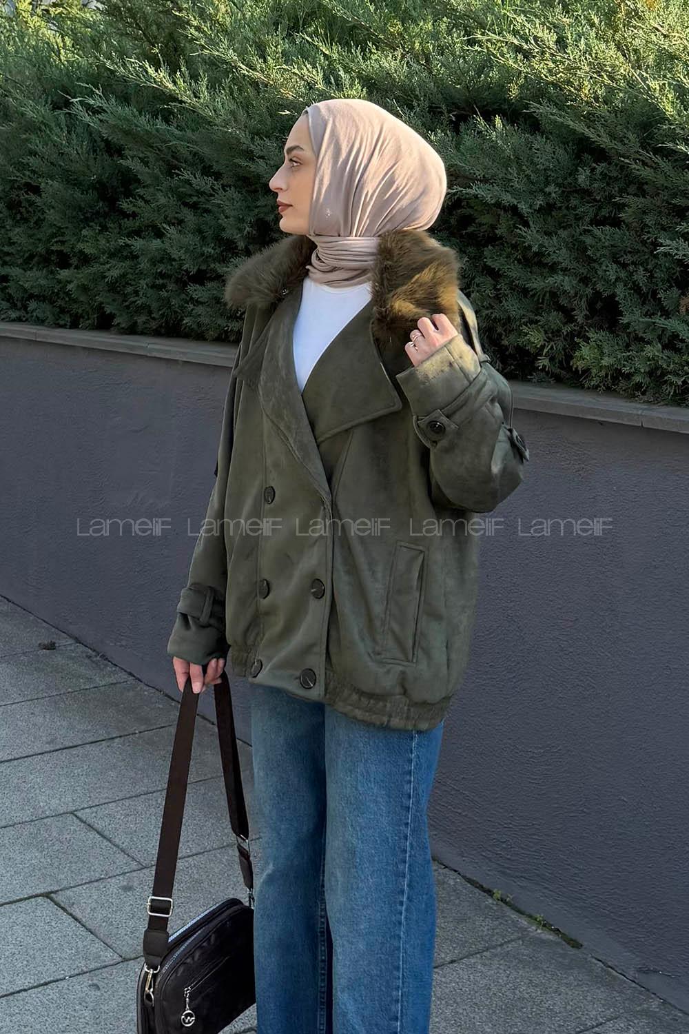 Khaki Normal Neck Long Arm Polyester Jacket