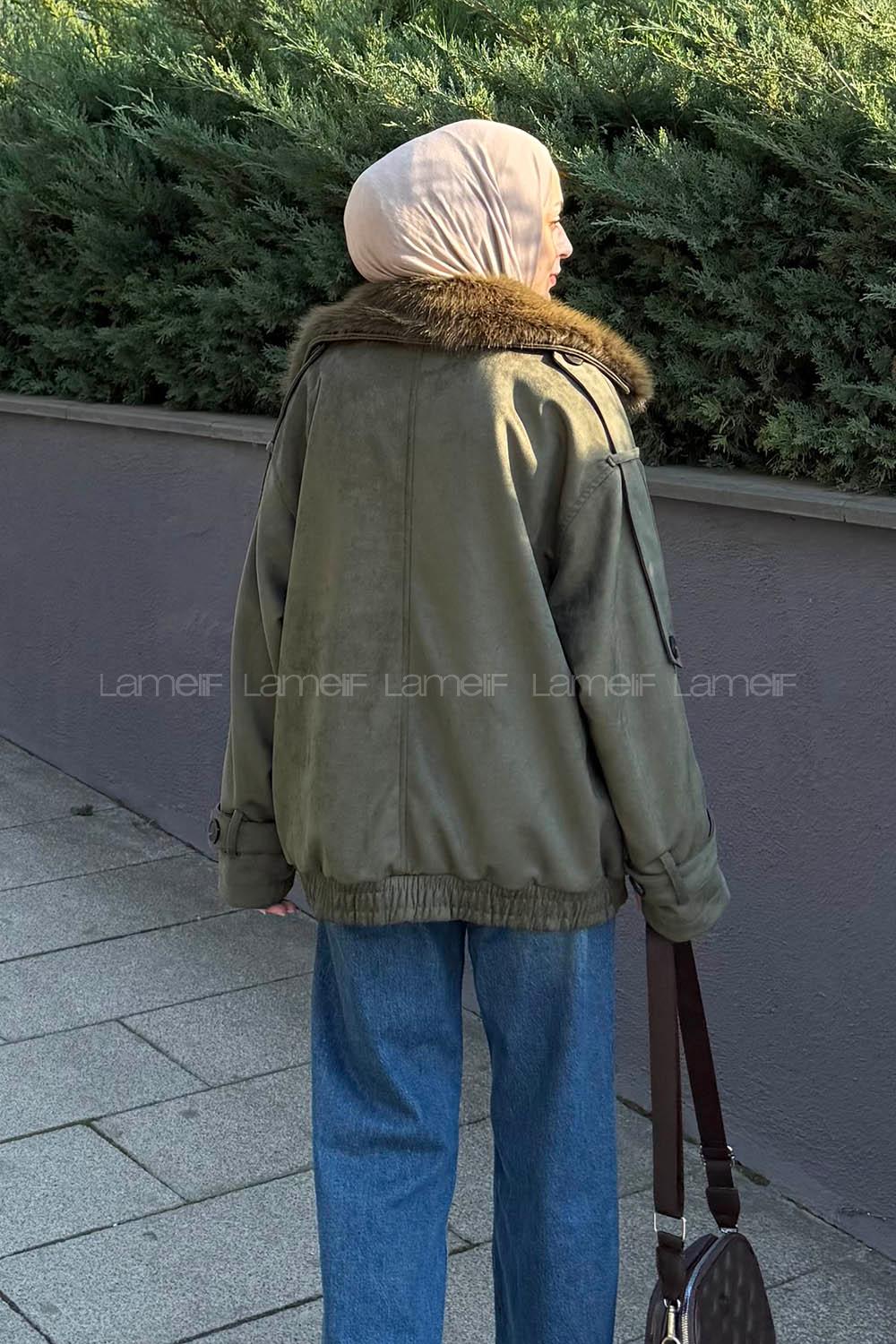 Khaki Normal Neck Long Arm Polyester Jacket