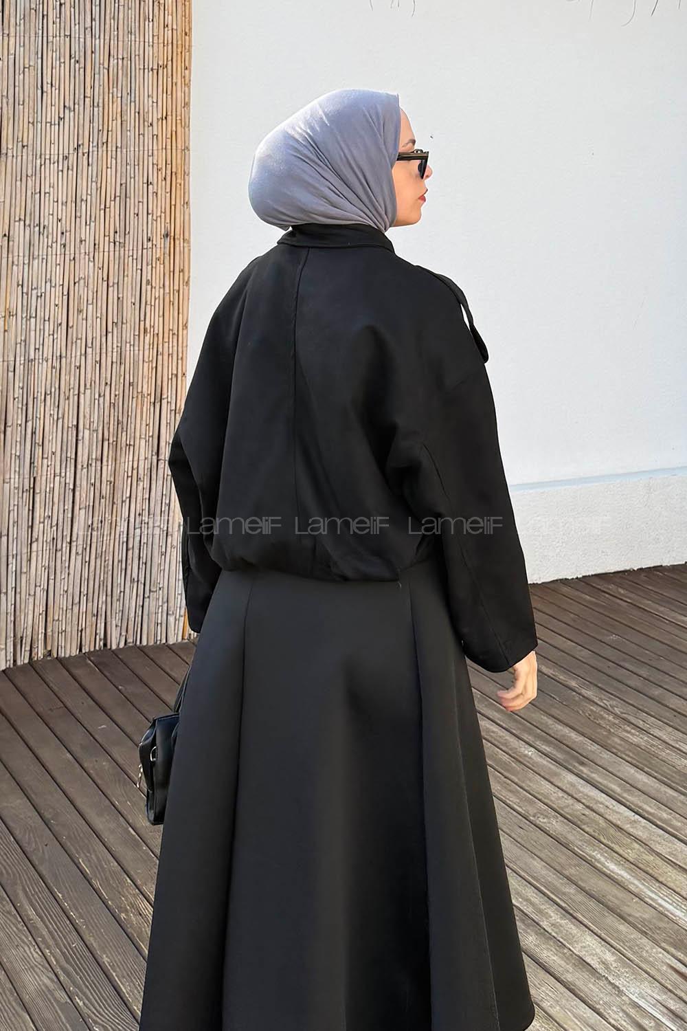 Black Shirt Collar Long Arm Cotton Suede Polyester Jacket