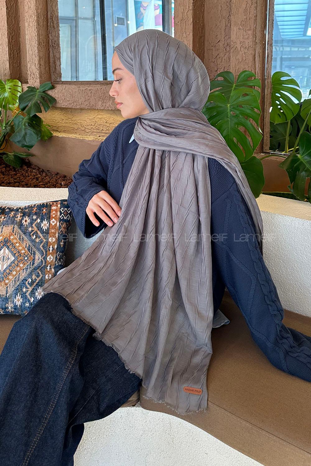 Lamelif Piliseli Bambu Şal Antrasit