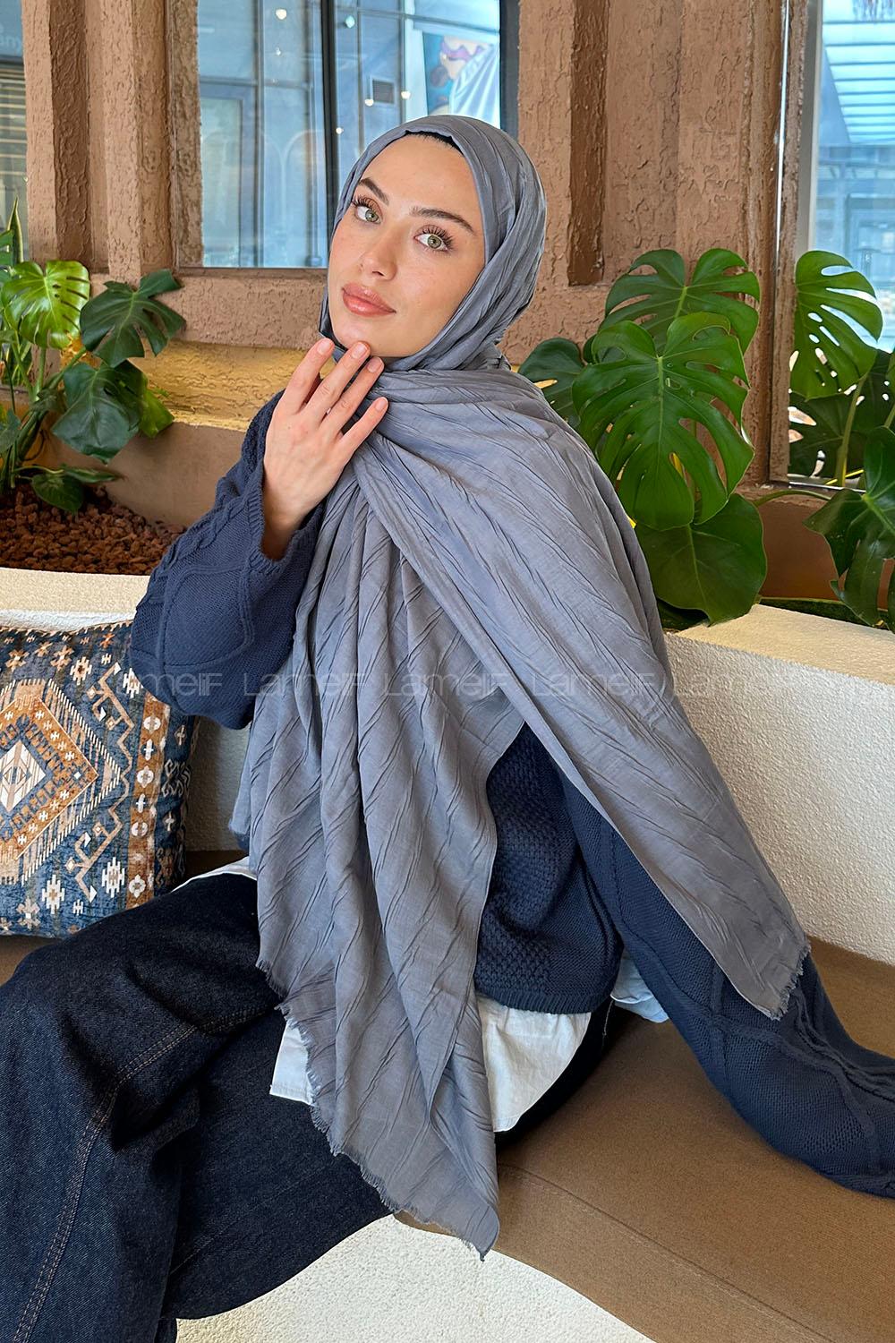 Lamelif Piliseli Bambu Şal Füme