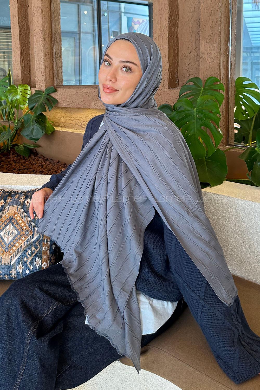 Lamelif Piliseli Bambu Şal Füme