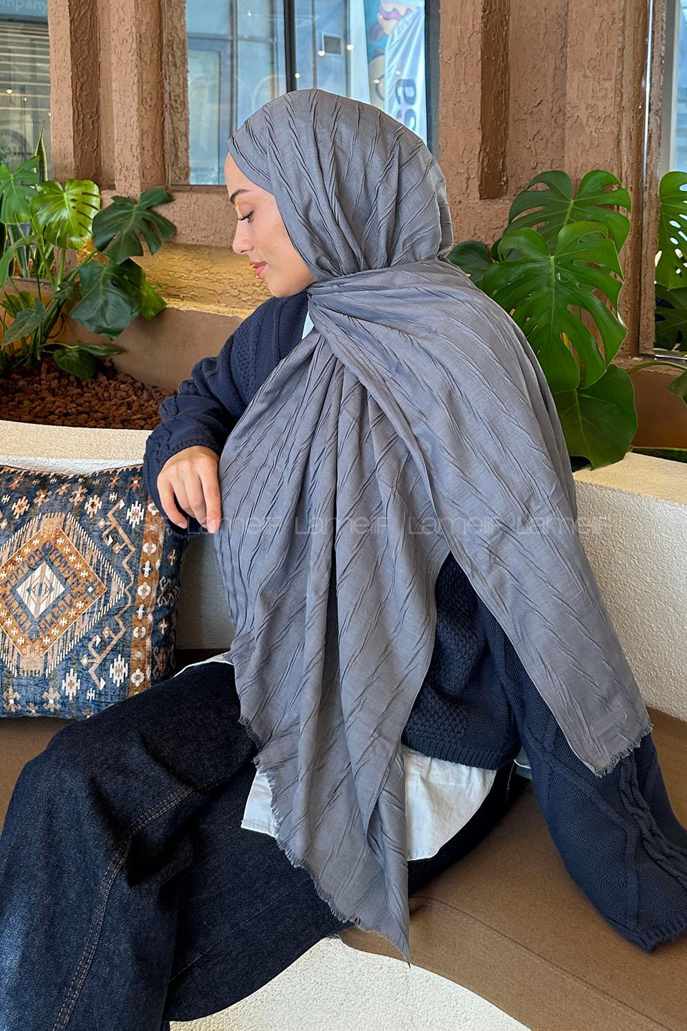 Lamelif Piliseli Bambu Şal Füme