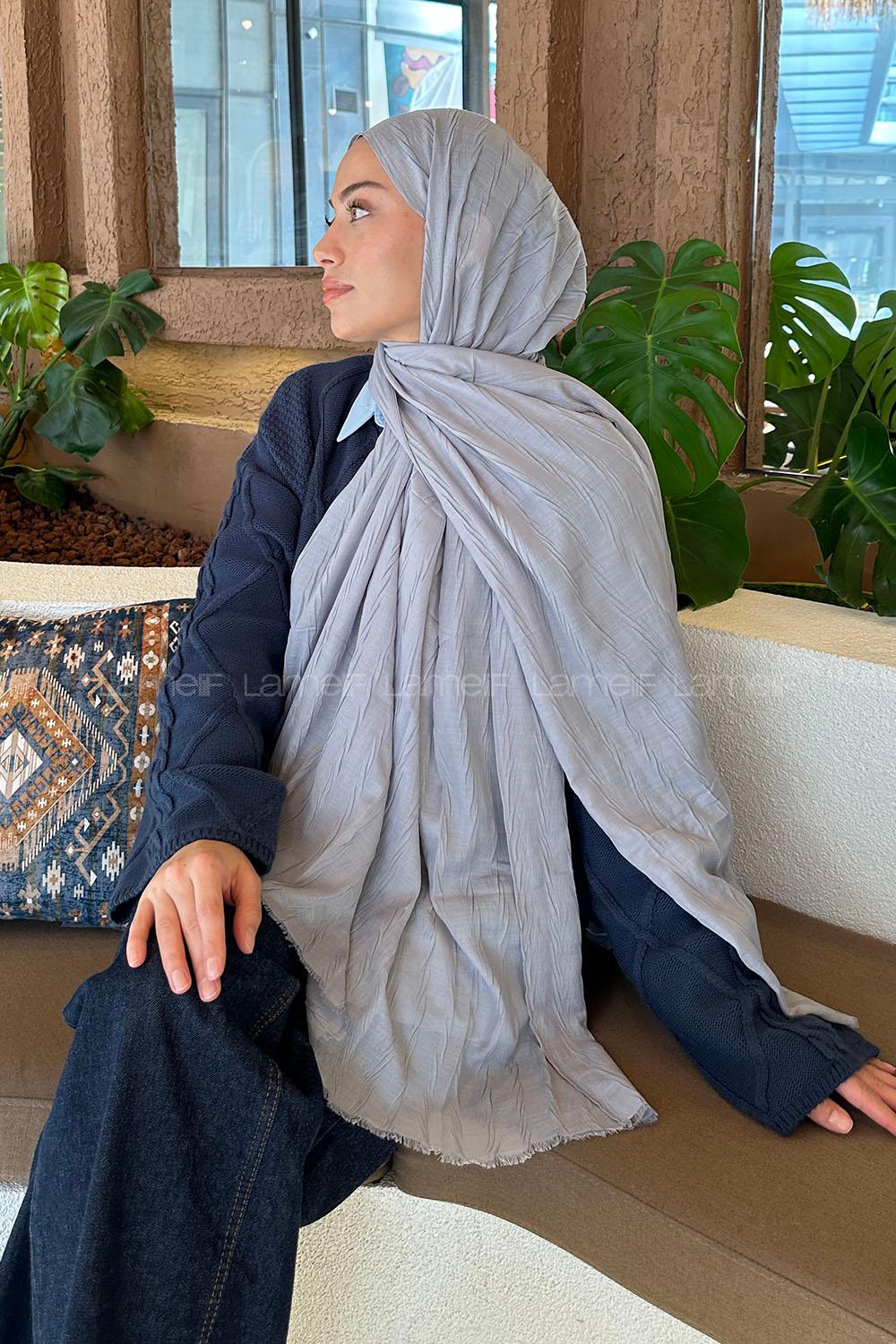 Lamelif Piliseli Bambu Şal Gri