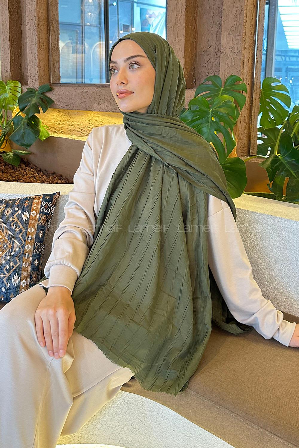 Lamelif Piliseli Bambu Şal Haki