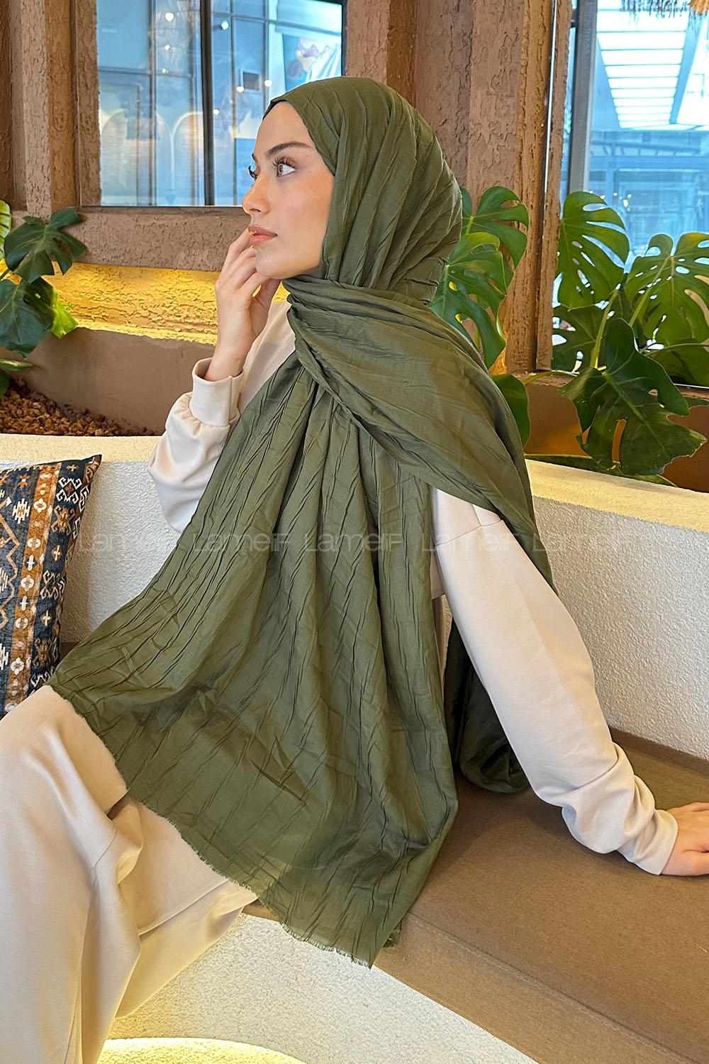 Lamelif Piliseli Bambu Şal Haki