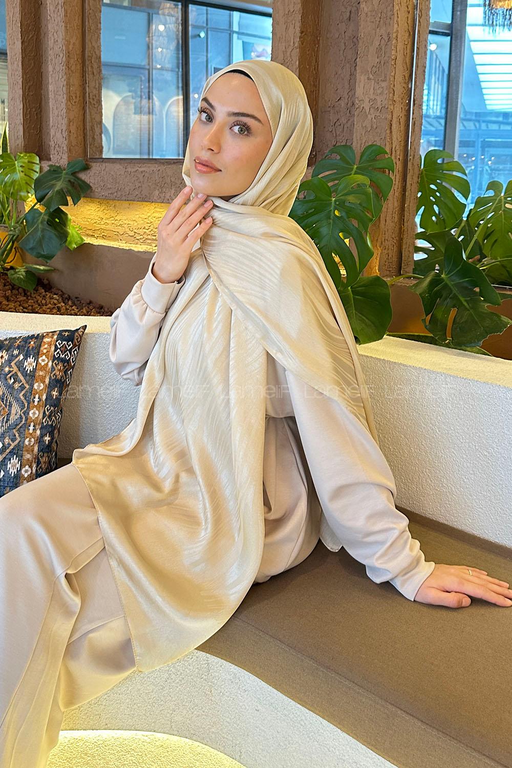 Lamelif Su Yolu Desen Janjan Jakar Şal Camel