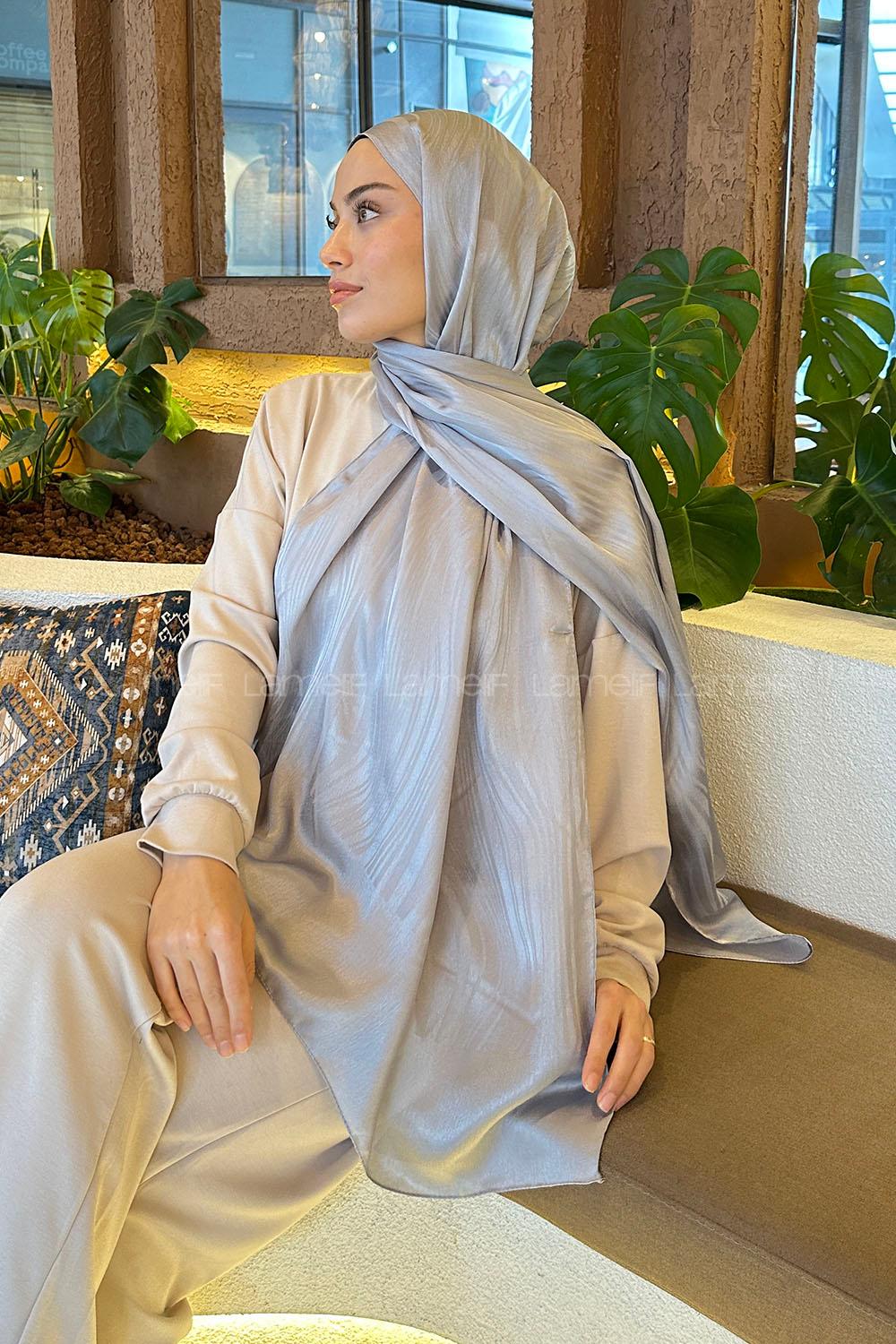 Lamelif Su Yolu Desen Janjan Jakar Şal Gri