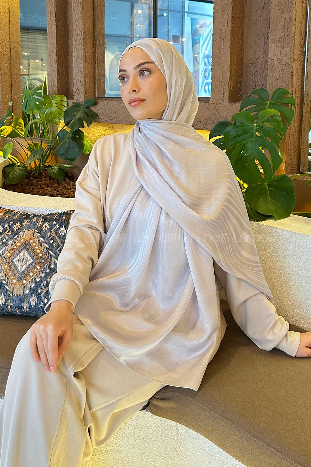 Silver Viscose Fabric Straight Printed Shawl