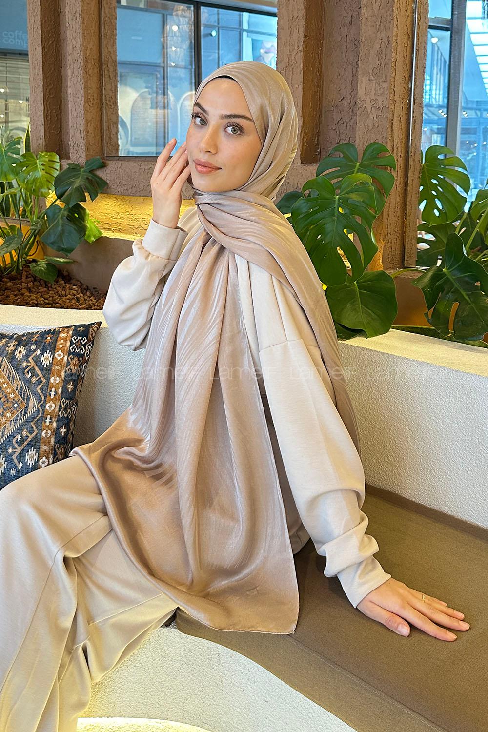 Lamelif Su Yolu Desen Janjan Jakar Şal Koyu Vizon