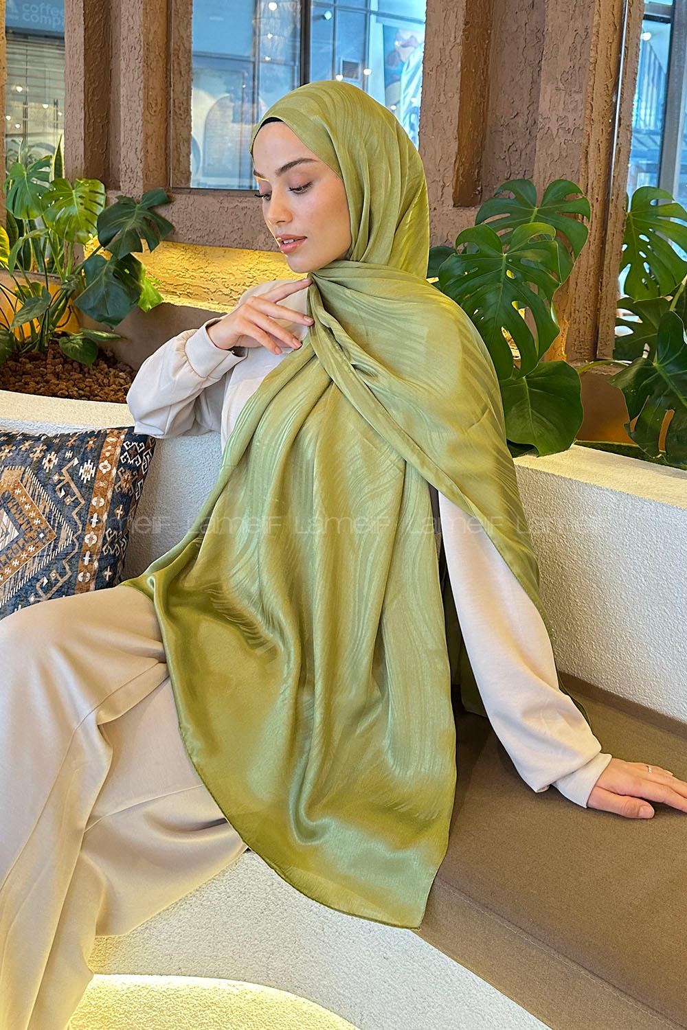 Lamelif Su Yolu Desen Janjan Jakar Şal Mint Yeşili