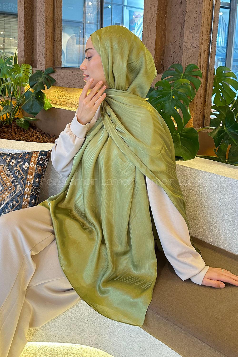 Lamelif Su Yolu Desen Janjan Jakar Şal Mint Yeşili