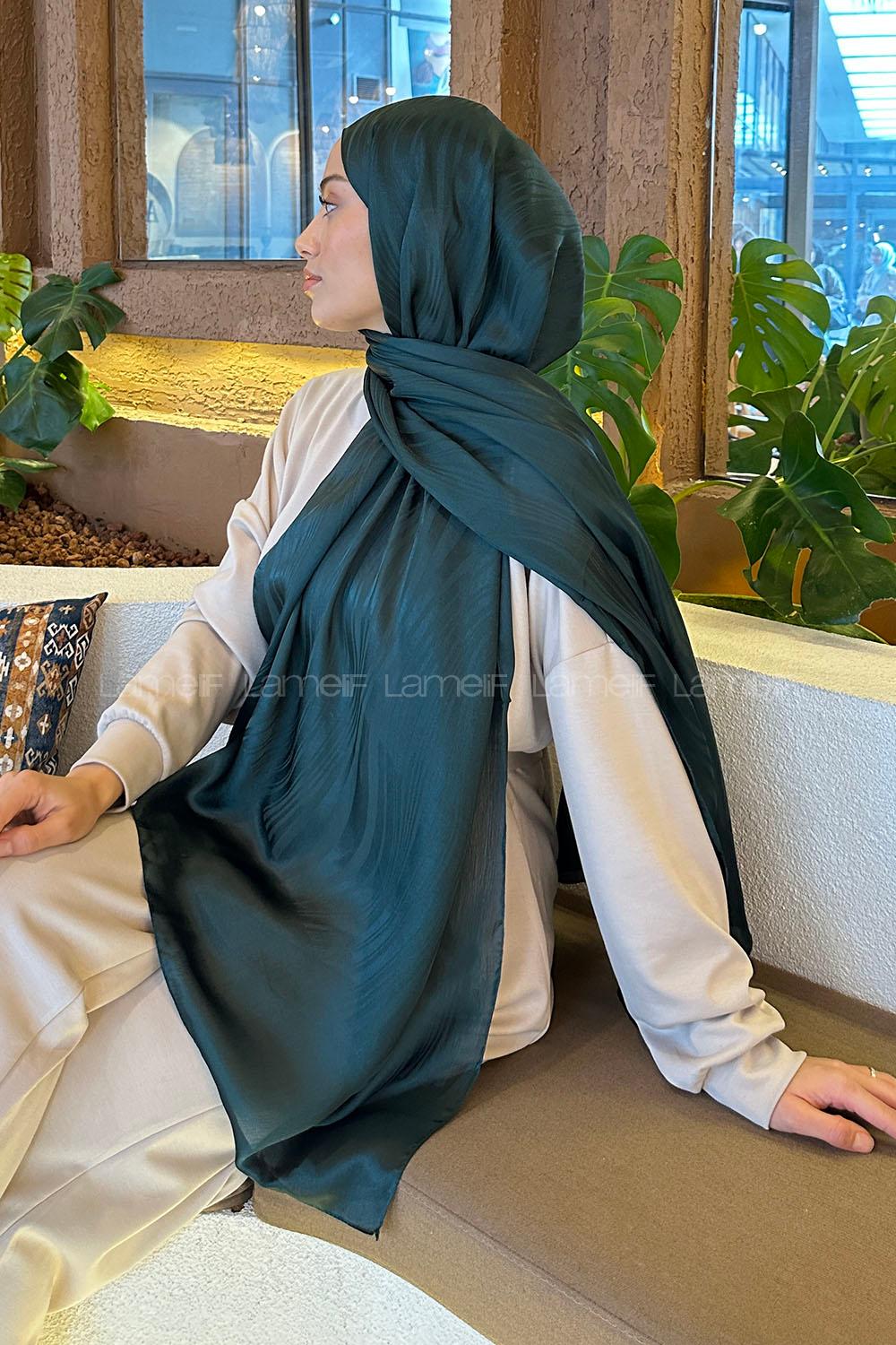 Lamelif Su Yolu Desen Janjan Jakar Şal Zümrüt Yeşili