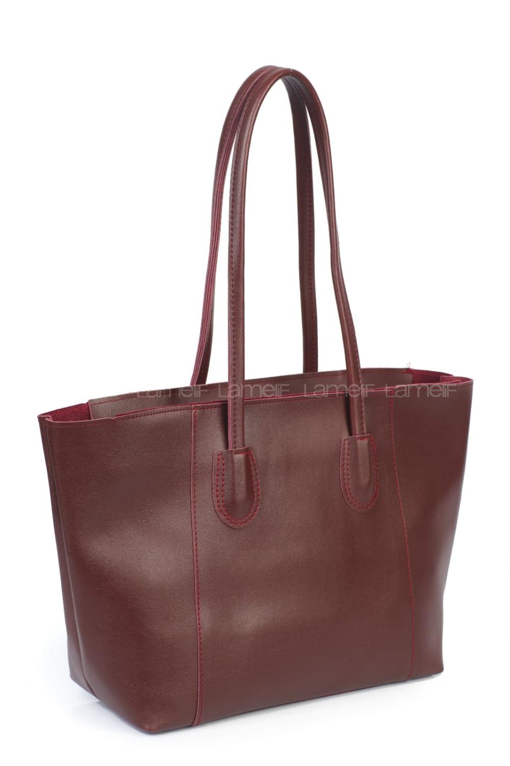 Lamelif Suni Deri Elena Kadın Çanta Bordo
