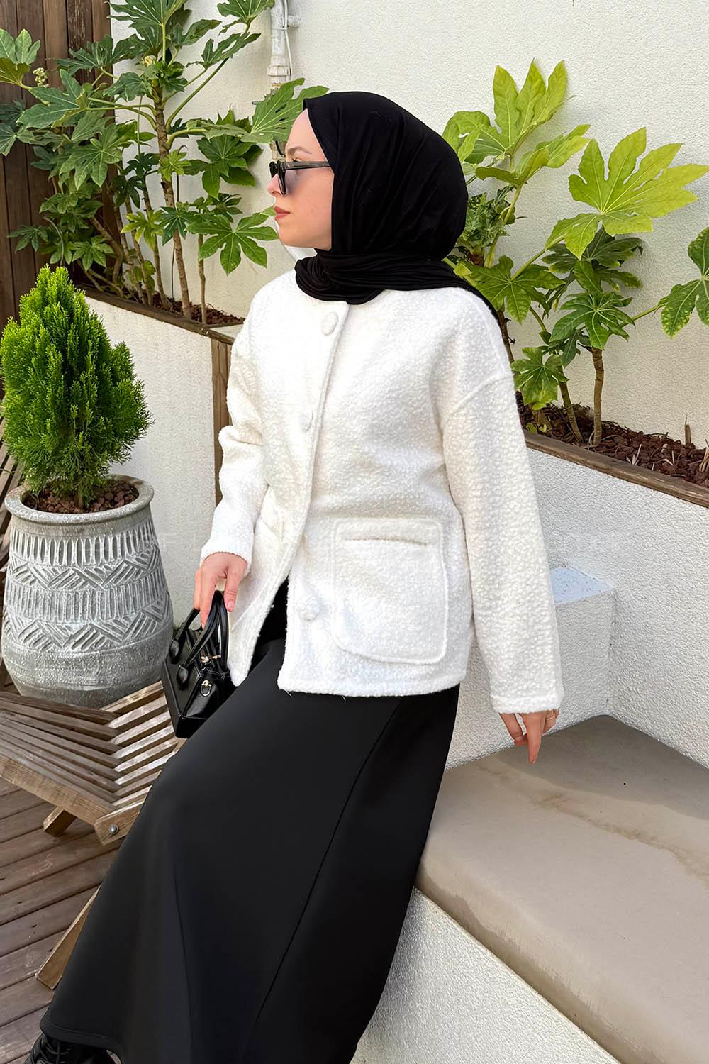 Lamelif Teddy Ceket Ekru