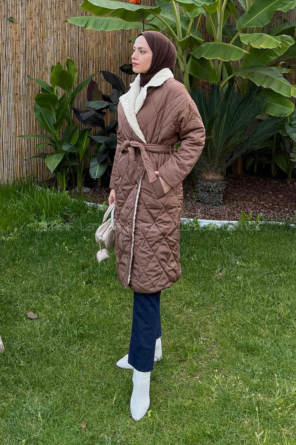 Brown Jacket Collar Long Arm Coat