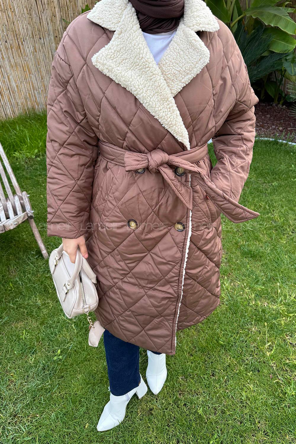 Brown Jacket Collar Long Arm Coat