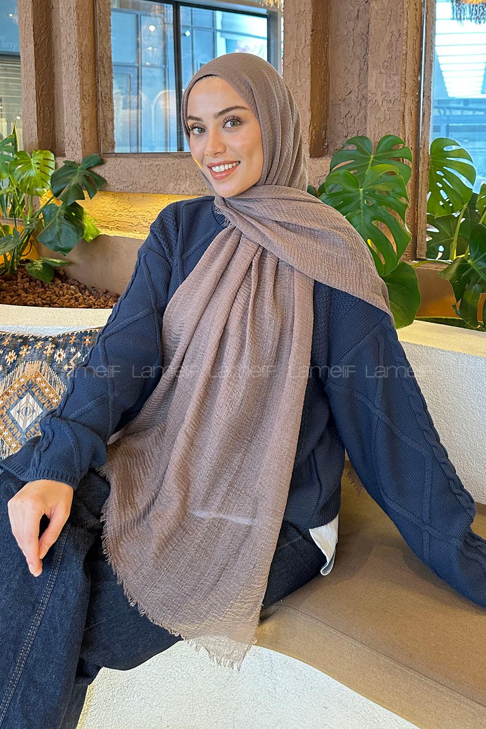 Modalamelif Bürümcük Şal Koyu Vizon