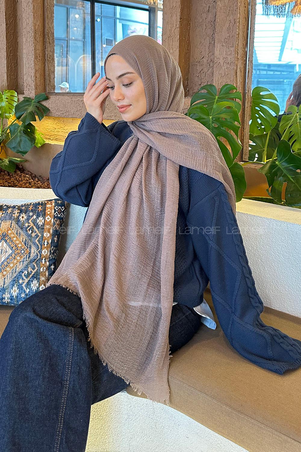 Modalamelif Bürümcük Şal Koyu Vizon