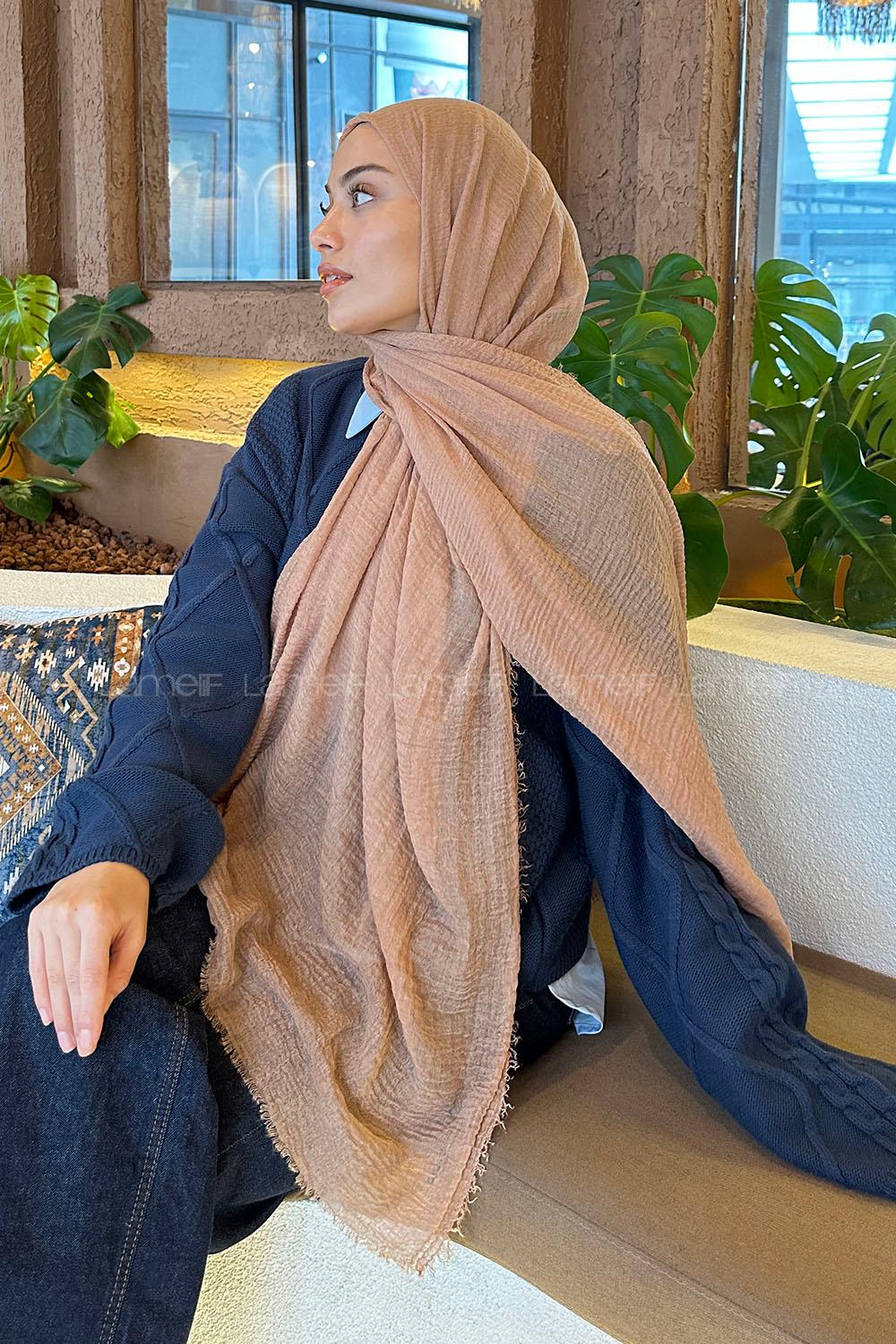 Camel Cotton Fabric Straight Shawl
