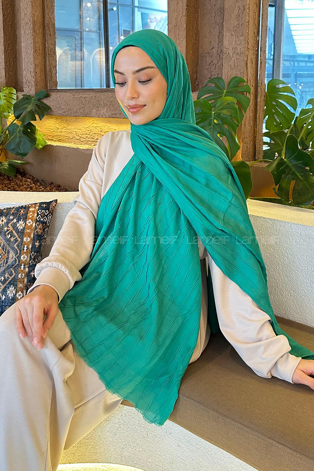 Modalamelif Piliseli Bambu Şal Yeşil