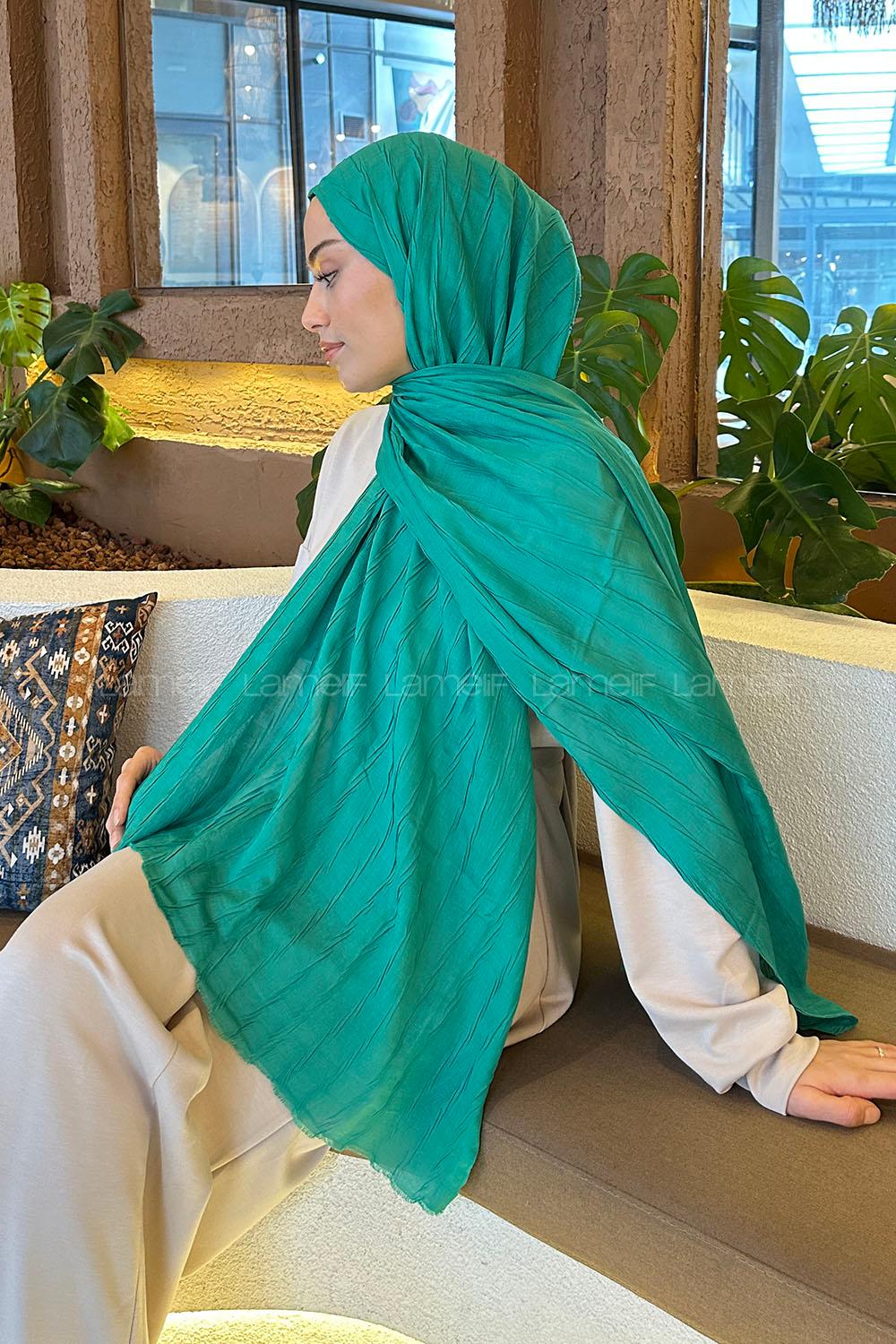 Modalamelif Piliseli Bambu Şal Yeşil