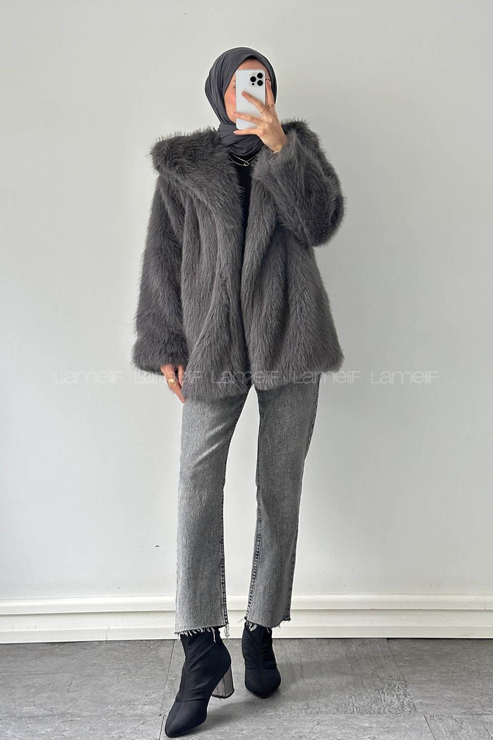 Lamelif Kürk Mont Antrasit