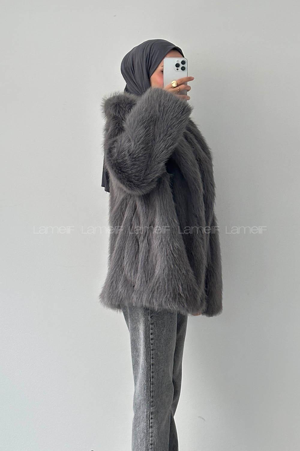 Lamelif Kürk Mont Antrasit