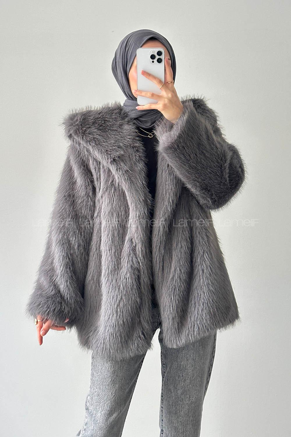 Lamelif Kürk Mont Antrasit