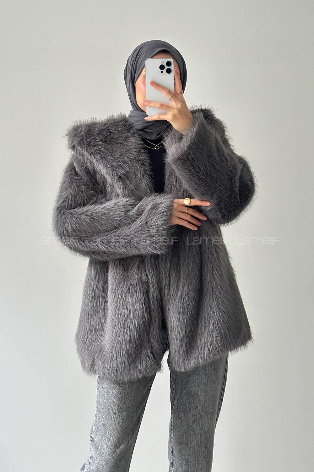 Lamelif Kürk Mont Antrasit