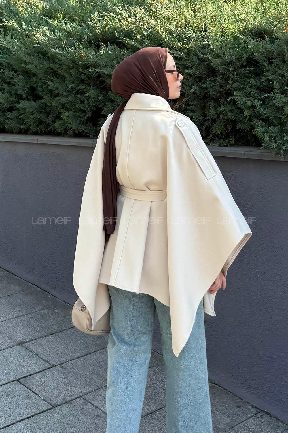 Lamelif Omuz Apoletli Bağlama Detaylı Panço Bej