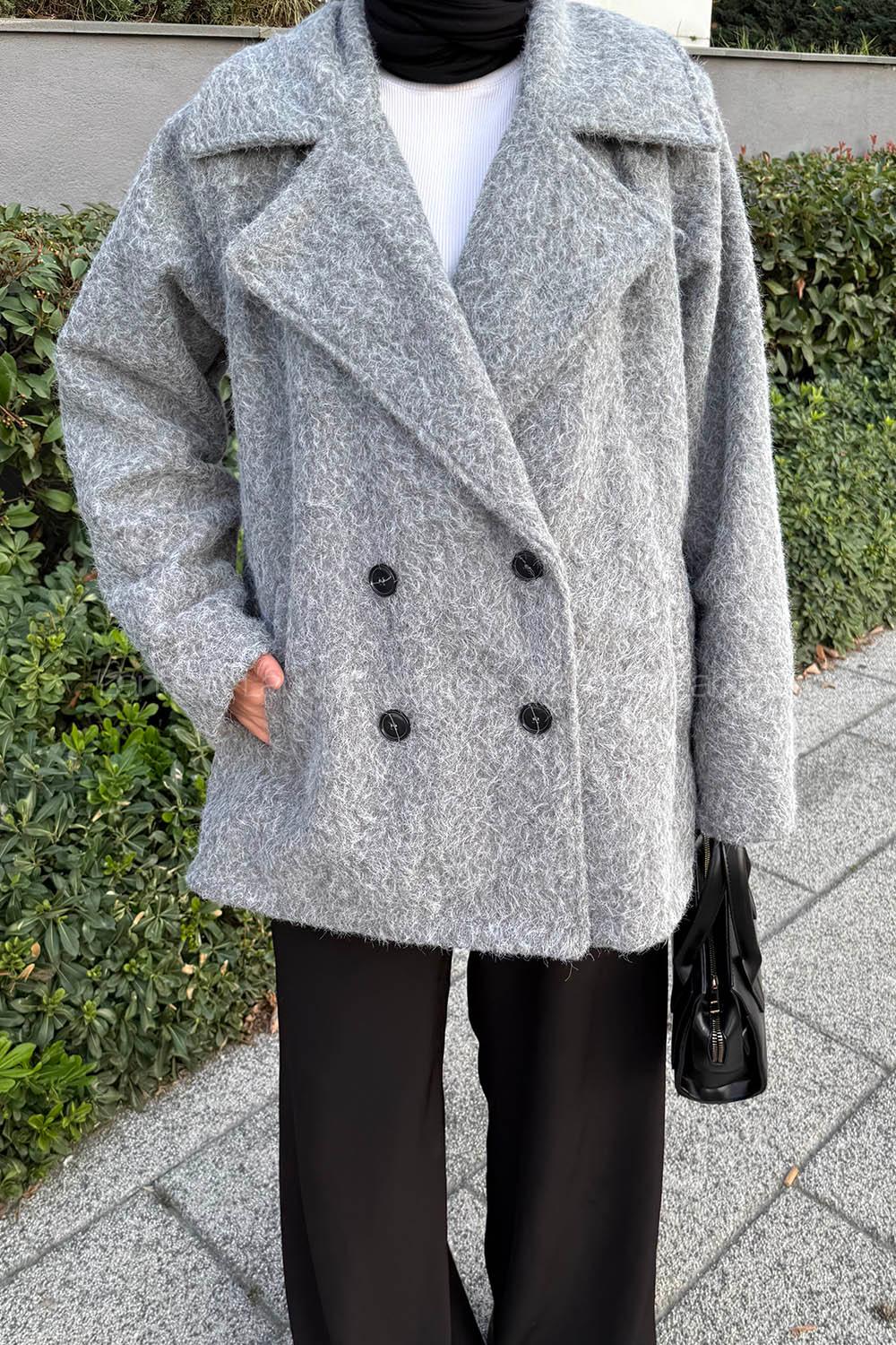 Lamelif Sakal Kumaş Kaban Antrasit