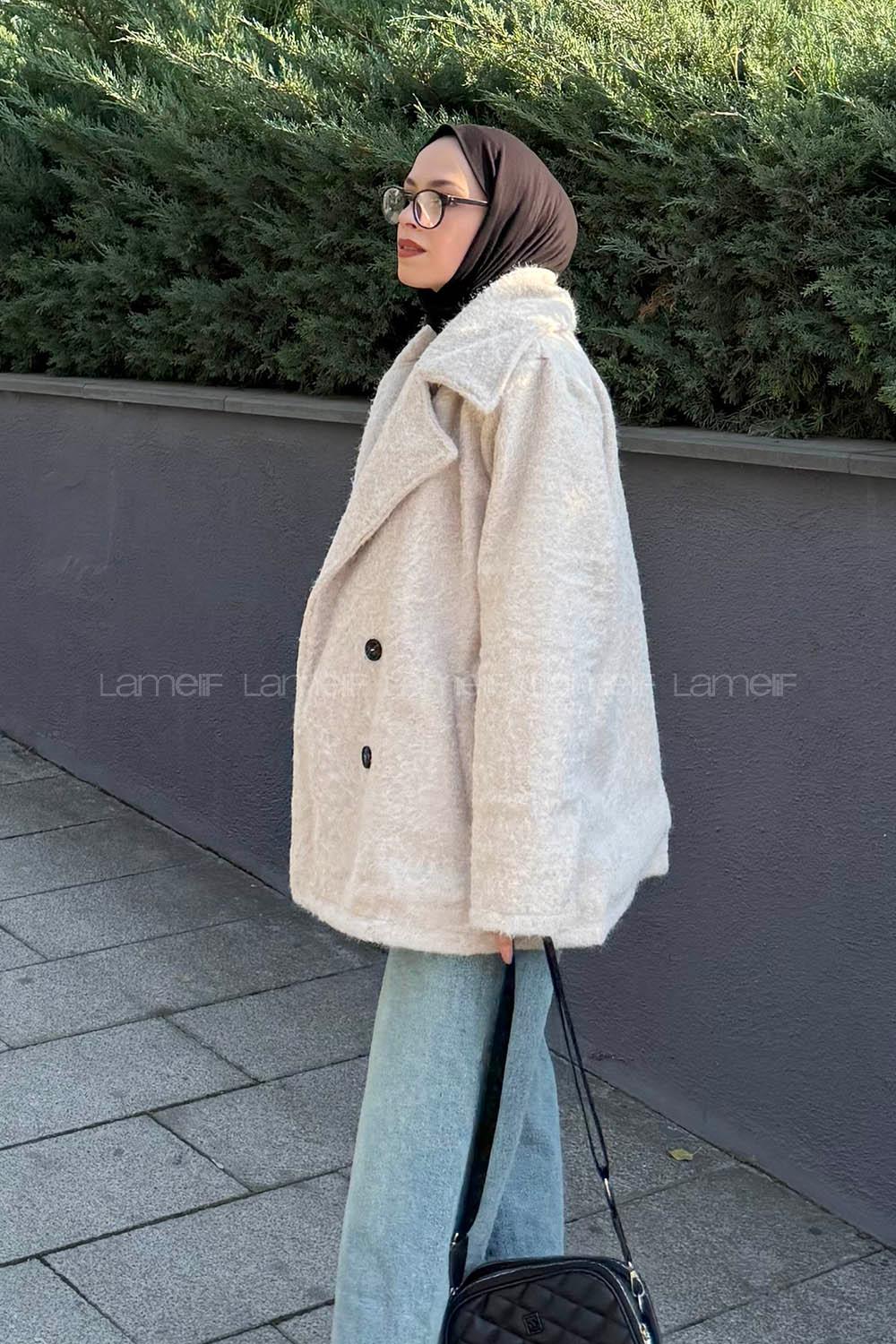 Lamelif Sakal Kumaş Kaban Bej