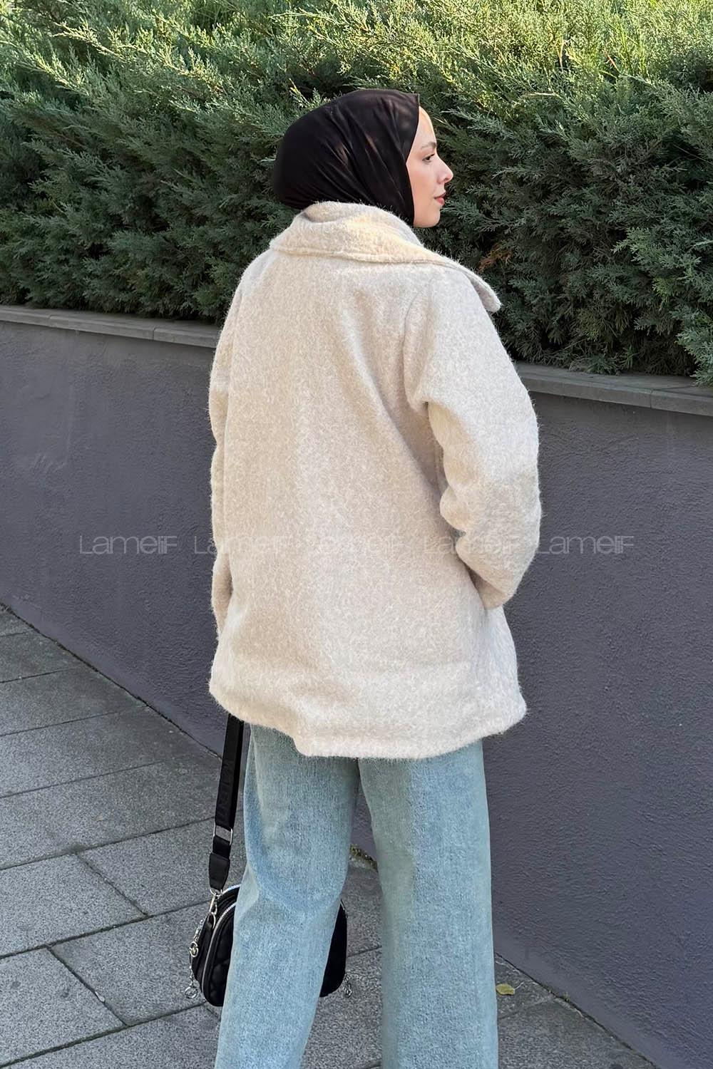 Lamelif Sakal Kumaş Kaban Bej