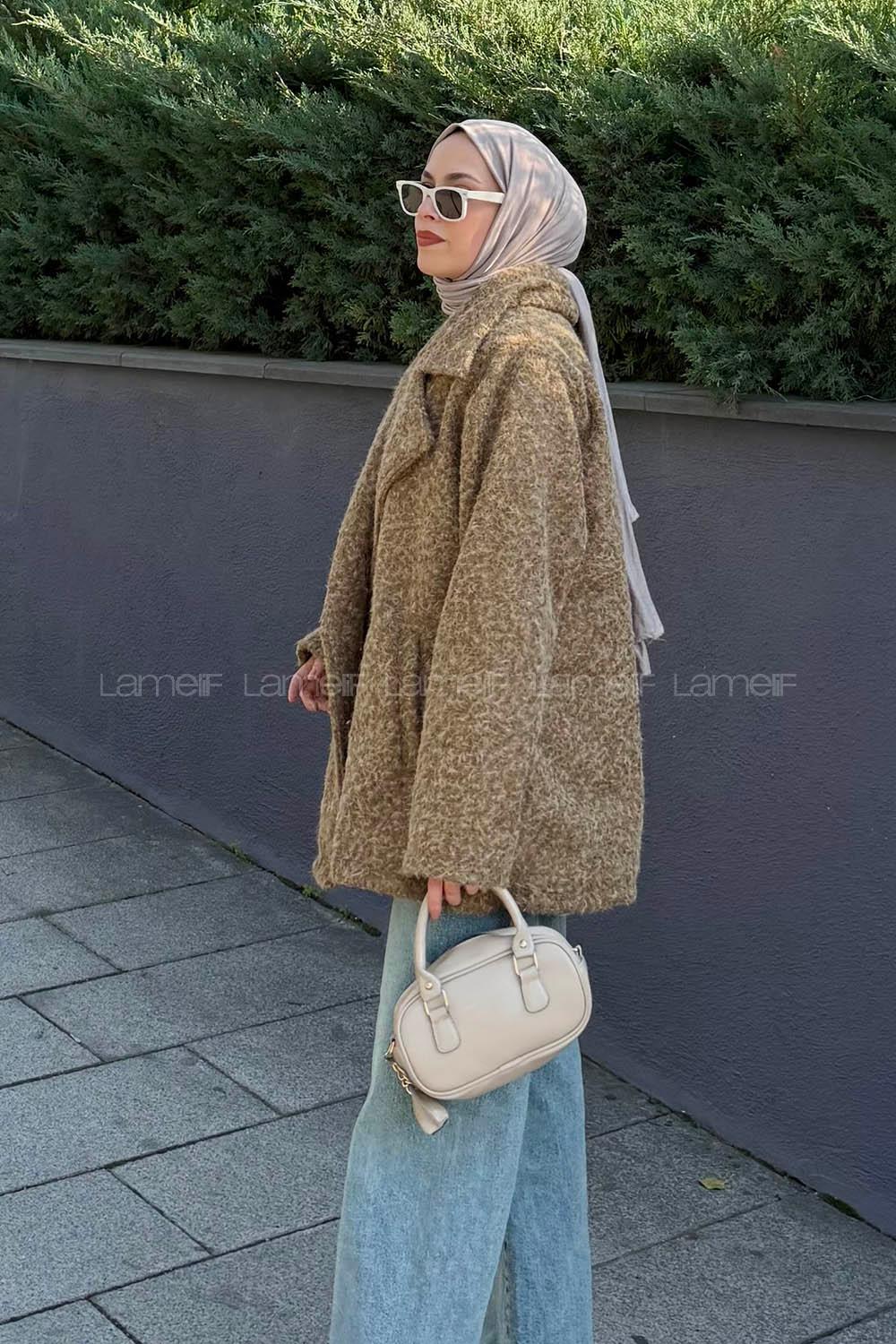 Soft Brown Jacket Collar Long Arm Coat