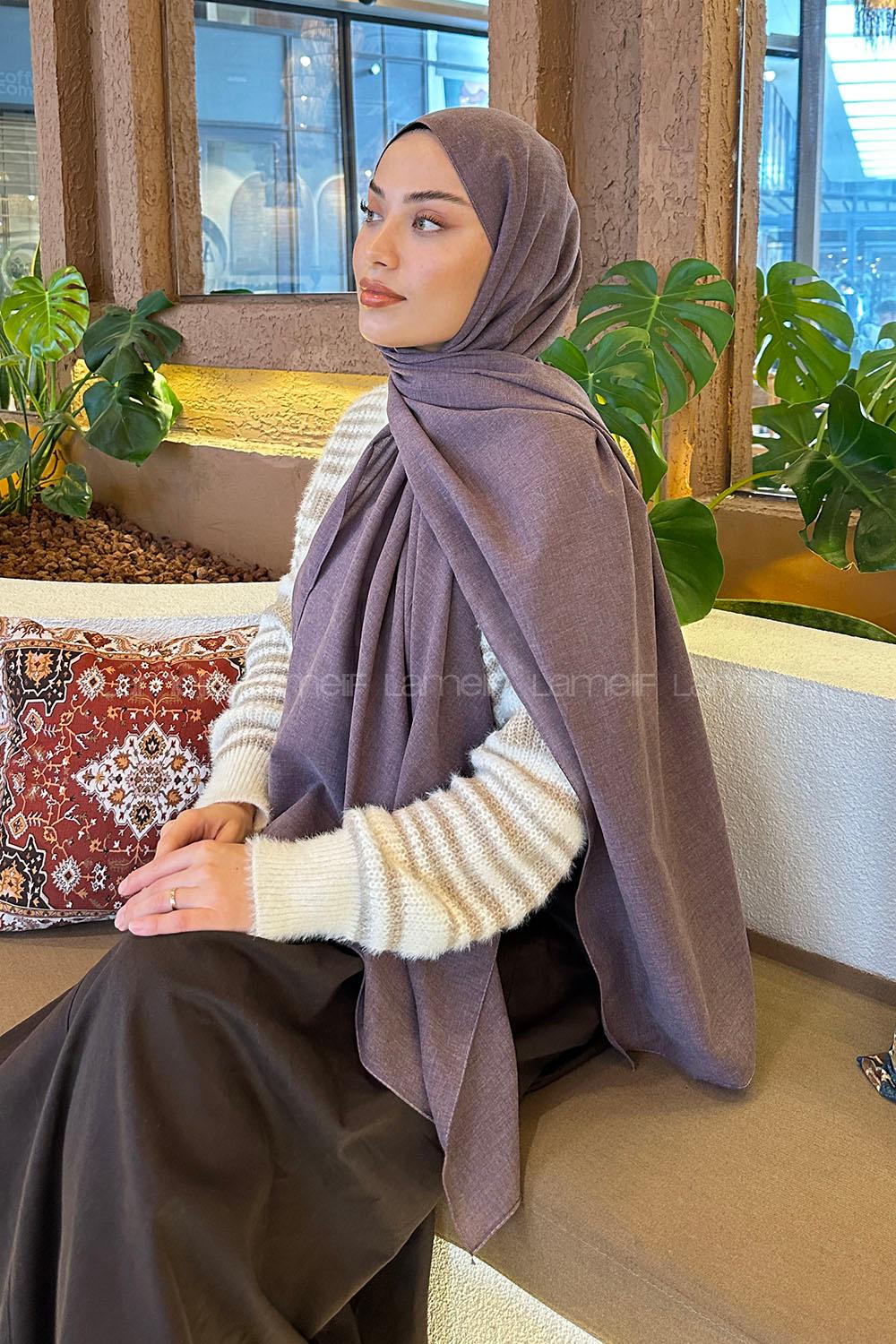 Lamelif Keten Şal Eflatun