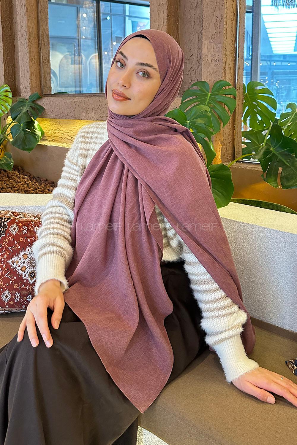 Lamelif Keten Şal Gül Kurusu