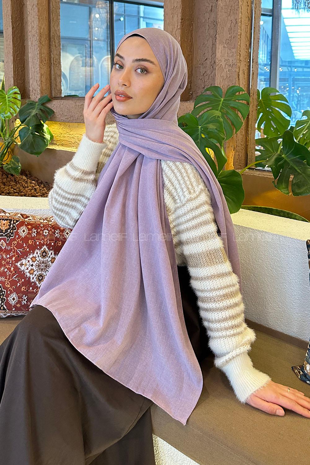 Lamelif Keten Şal Lila