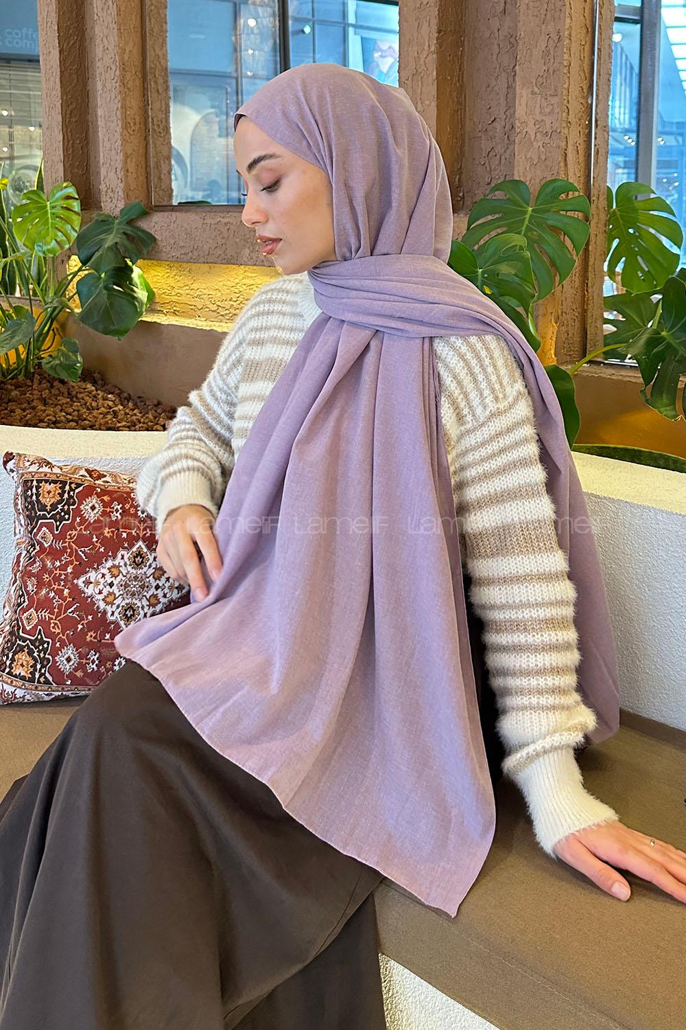 Lamelif Keten Şal Lila
